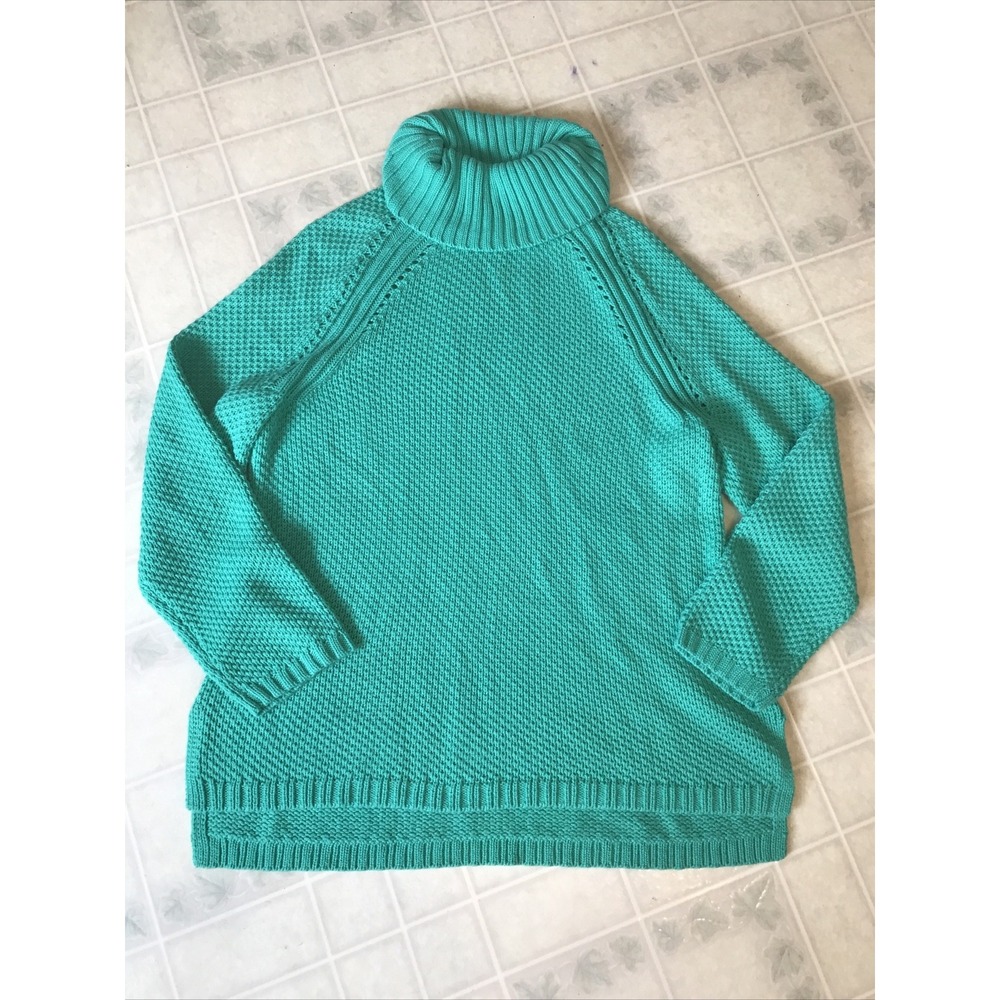 Talbots Women's Green Chunky Lambswool Seed Stitch Long Sleeve Sweater Size XL
